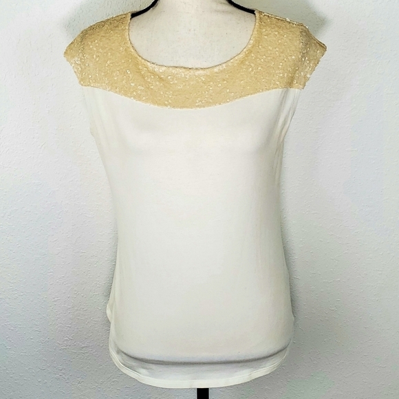 THE LIMITED Cream Sequin Sleeveless Top, size S - Picture 1 of 5